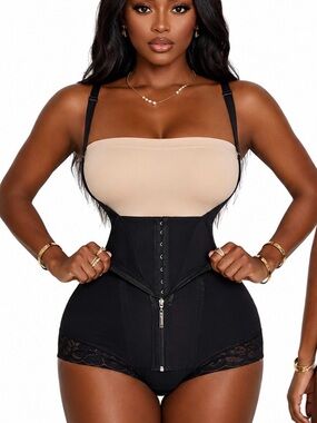 High-Waisted Black Faja.  Waist Trainer Shapewear Bodysuit